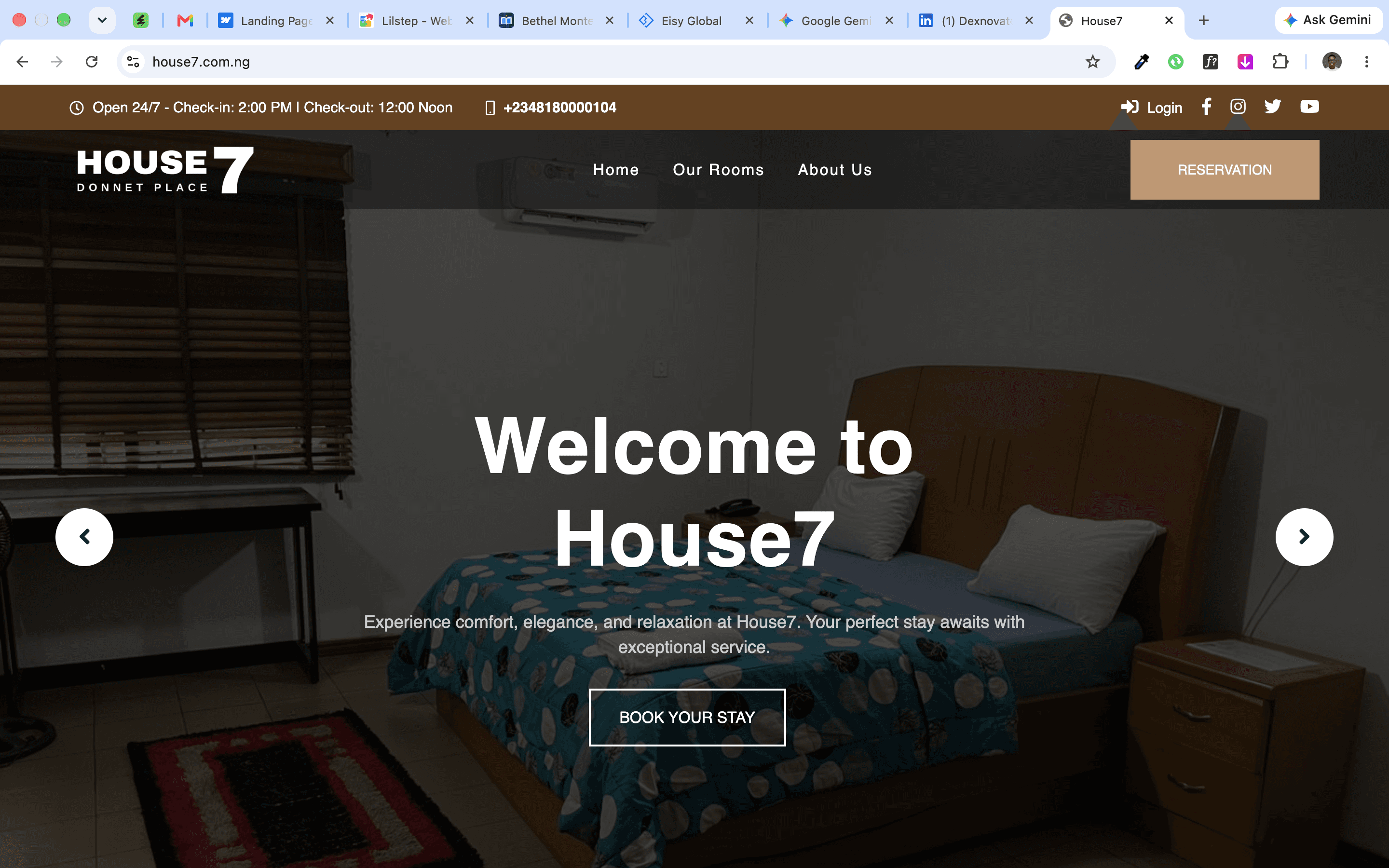 House 7 — luxury boutique suites & guest booking portal in GRA Benin